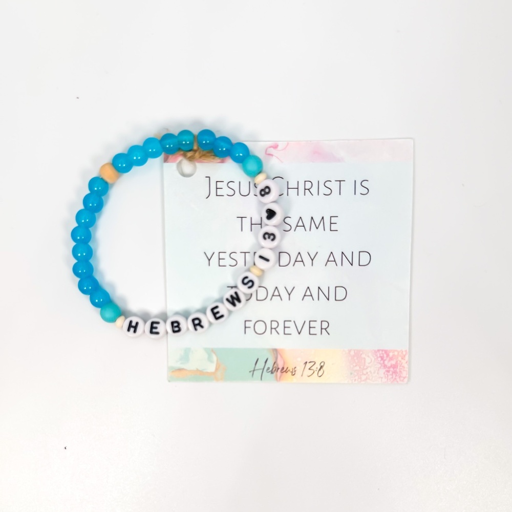 Bible Verse Beaded Bracelet - Handmade - NEW - Hebrews 13:8